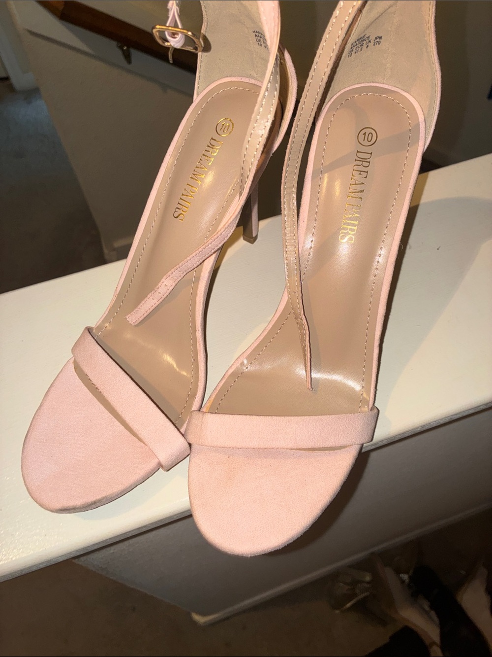 Dream Pairs Light Pink Open-Toe Ankle Strap Heels